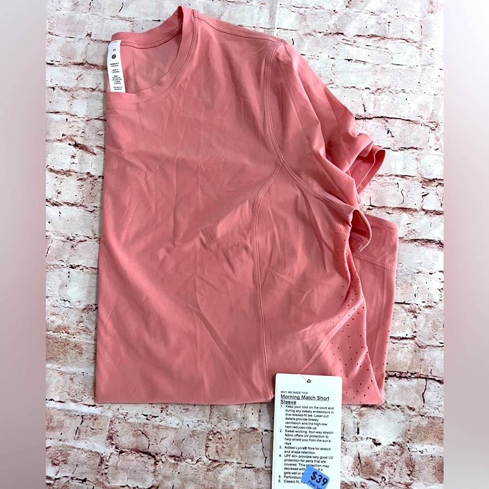 NWT Lululemon Morning Match SS, Size 10, Pink